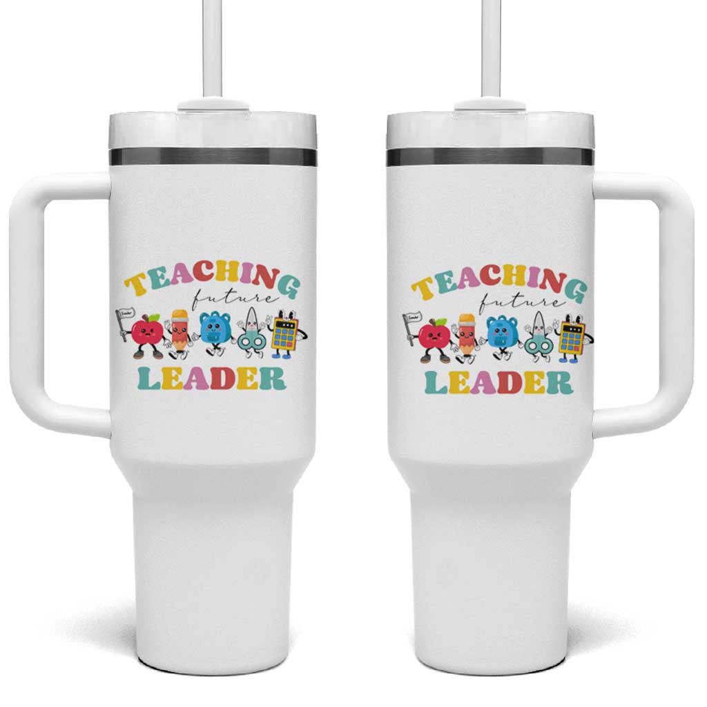 Teacher Tumbler With Handle Retro Teaching Future Leaders Groovy Teacher Back To School