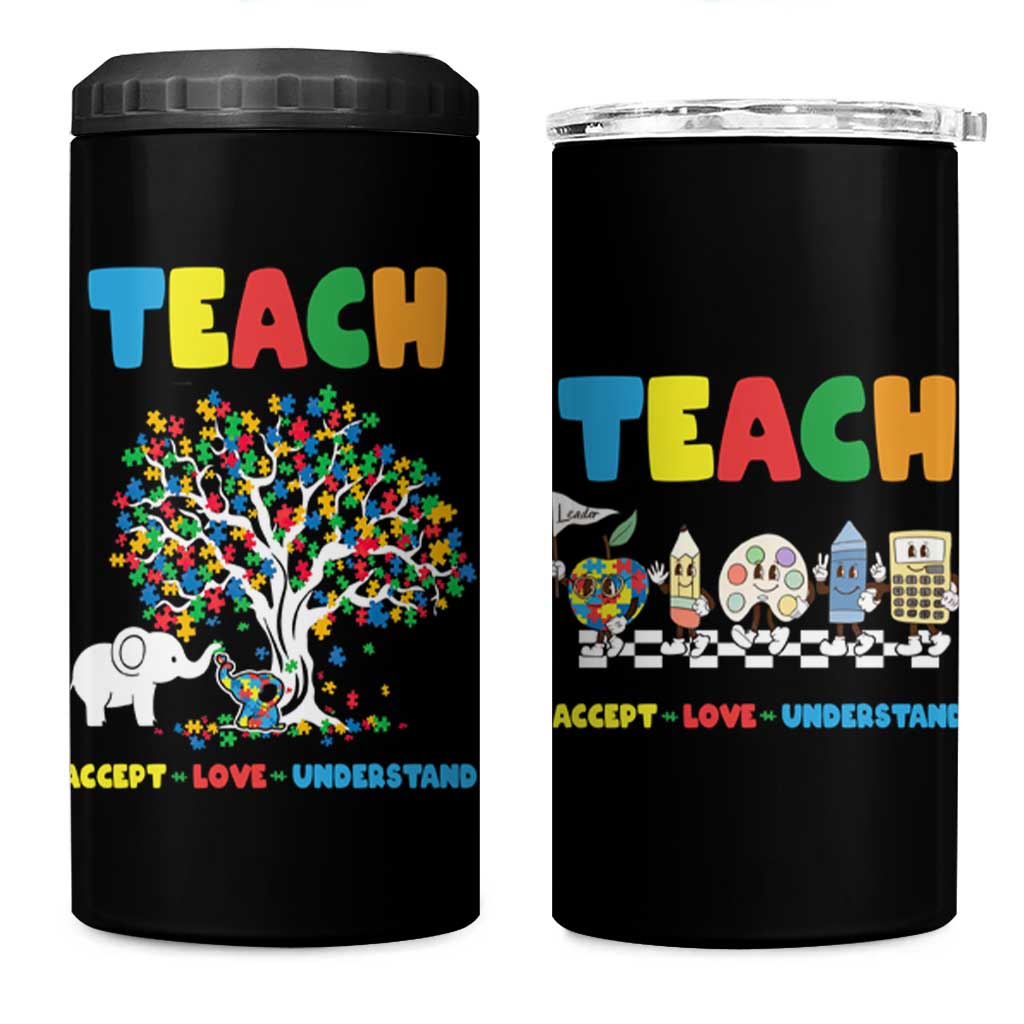 Autism Teacher 4 in 1 Can Cooler Tumbler Accept Love Understand Cute Puzzle - Wonder Print Shop