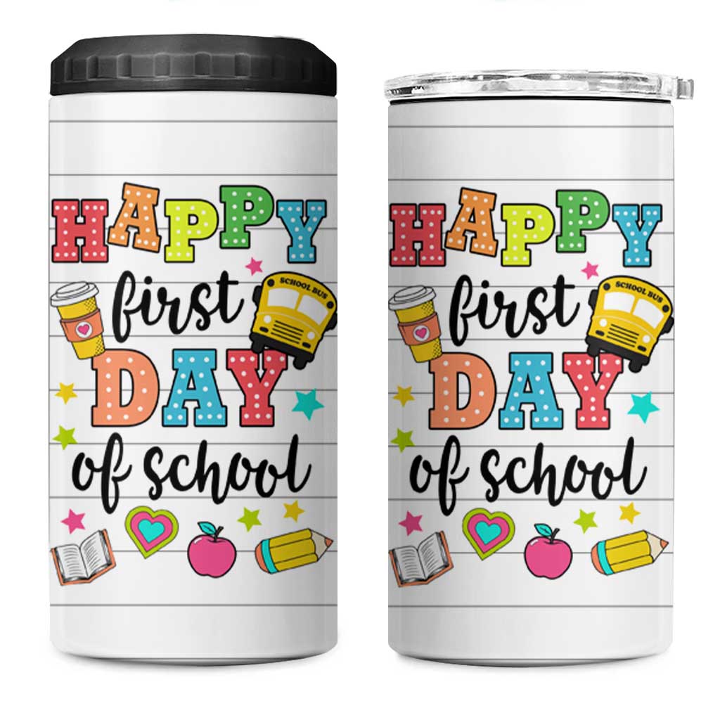 Teacher 4 in 1 Can Cooler Tumbler Happy First Day Of School - Wonder Print Shop