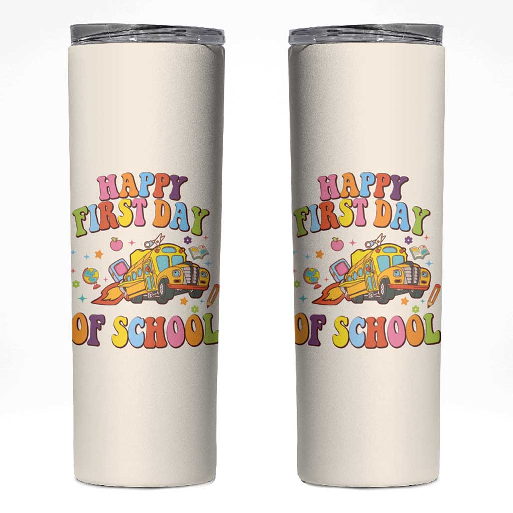 Teacher Gifts Skinny Tumbler Happy First Day Of School