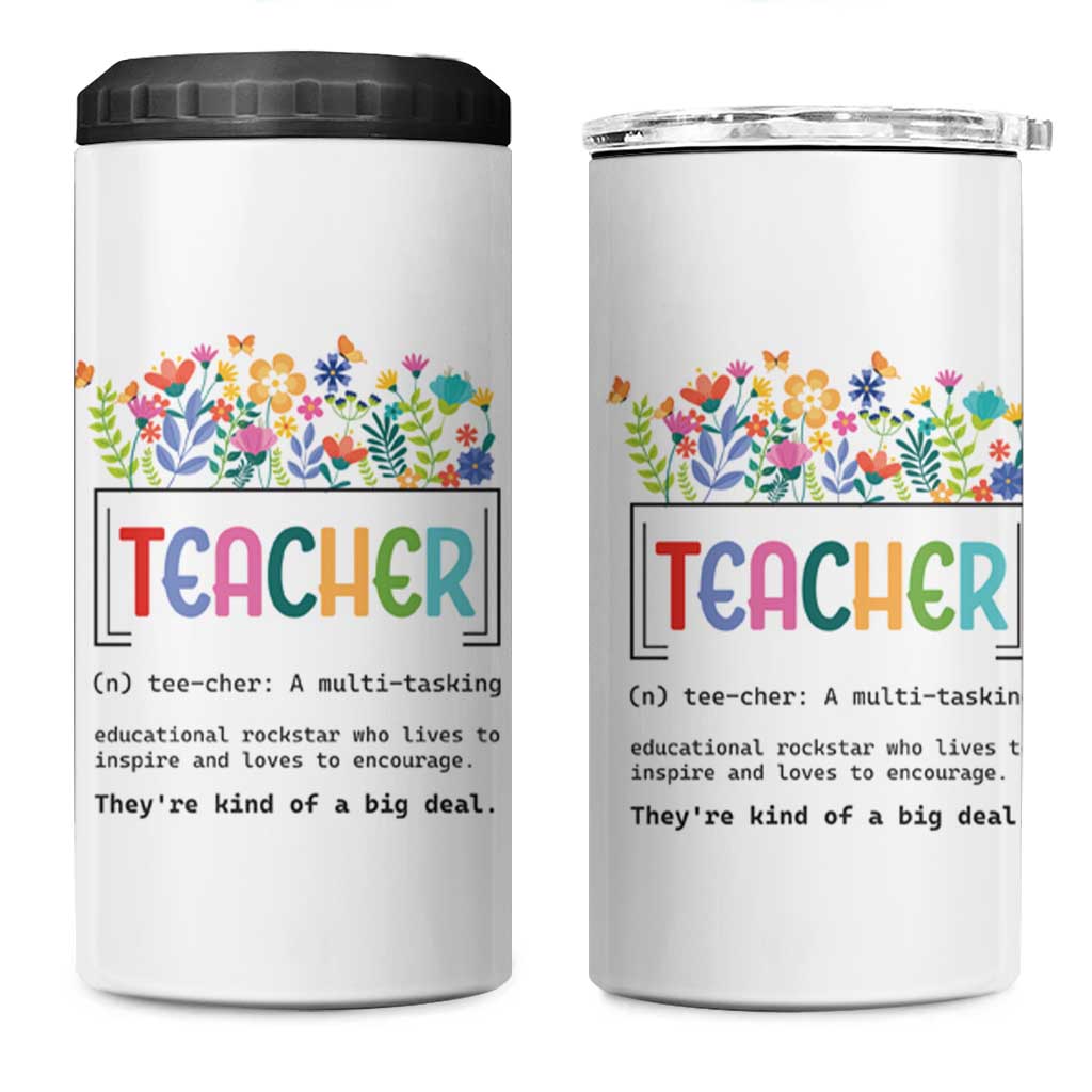 Teacher Appreciation 4 in 1 Can Cooler Tumbler Back To School Wildflower Inspirational Teaching - Wonder Print Shop