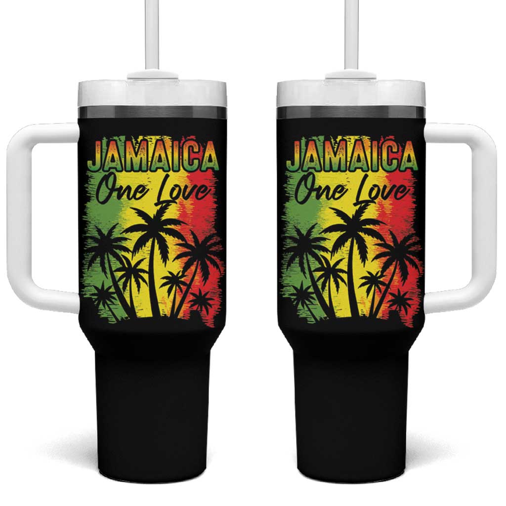 Jamaican Pride Tumbler With Handle One Love Jamaica Peace Sunset Travel Vacation Souvenir