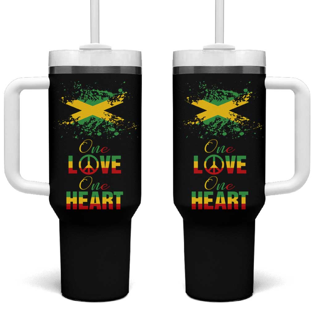 Roots Rock Reggae Tumbler With Handle One Love One Heart Marley Peace Rastafari