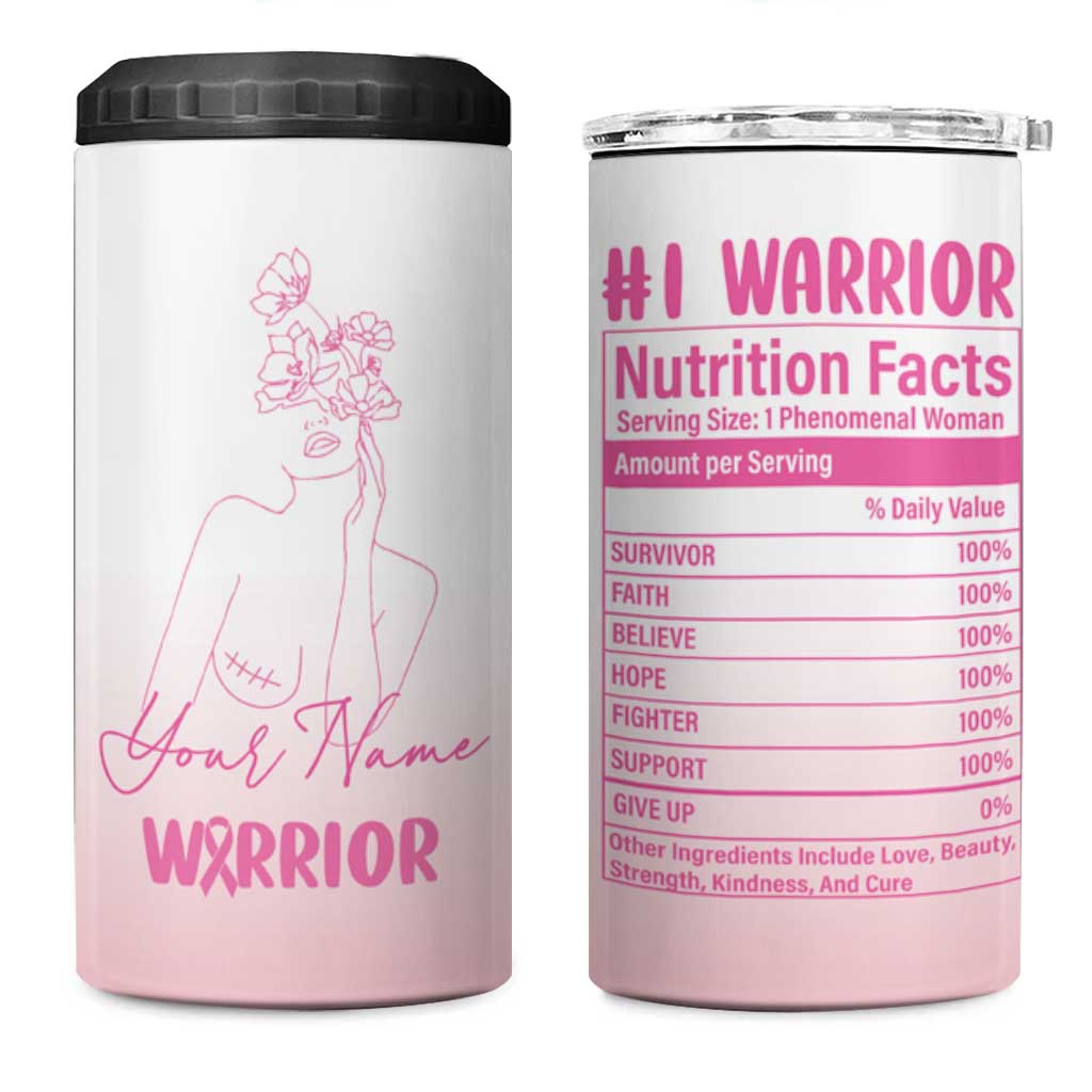 Personalized Breast Cancer Survivor 4 in 1 Can Cooler Tumbler Custom Name Pink Ribbon Chemo Care - Wonder Print Shop