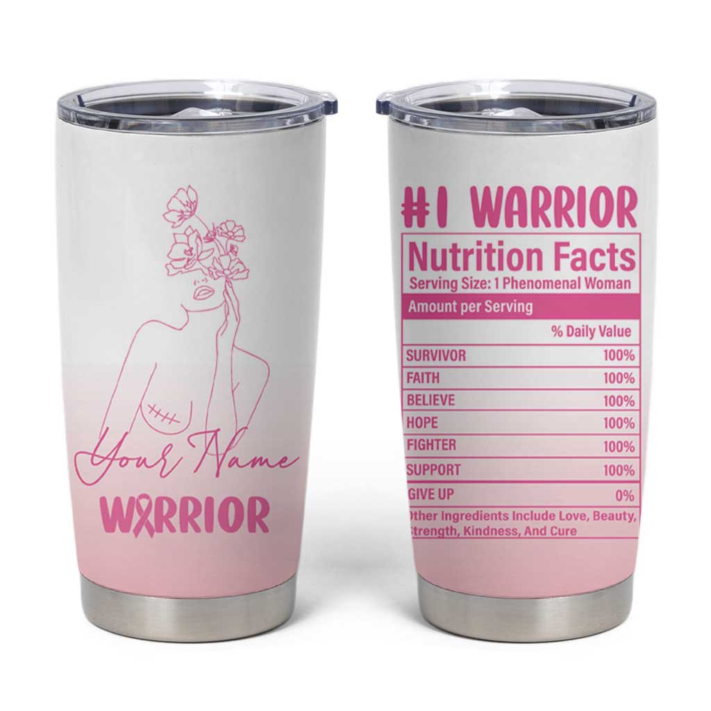 Personalized Breast Cancer Survivor Tumbler Cup Custom Name Pink Ribbon Chemo Care