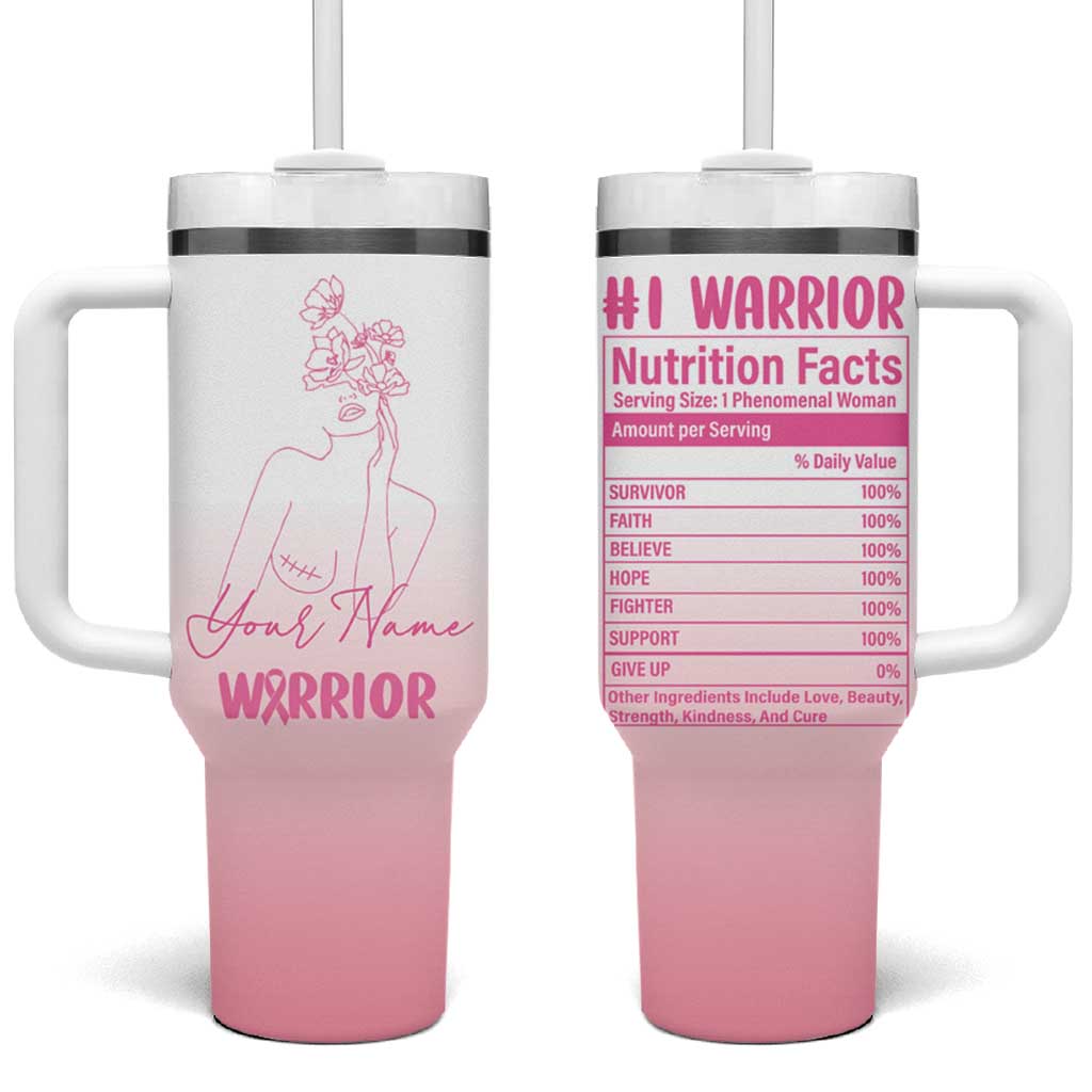 Personalized Breast Cancer Survivor Tumbler With Handle Custom Name Pink Ribbon Chemo Care