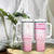 Personalized Breast Cancer Survivor Tumbler With Handle Custom Name Pink Ribbon Chemo Care