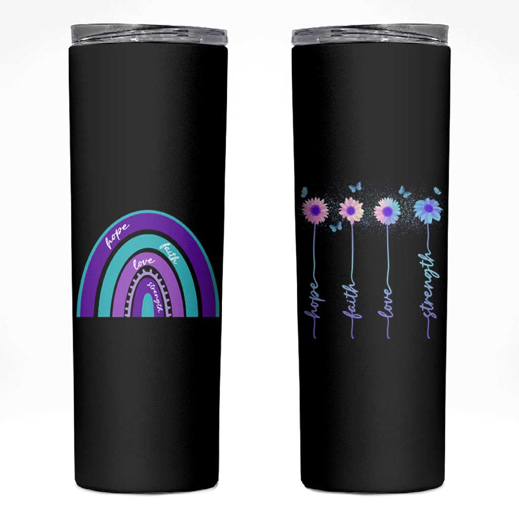 Suicide Prevention Awareness Skinny Tumbler Hope Faith Love Strength Teal Purple Christian Sunflower TB10