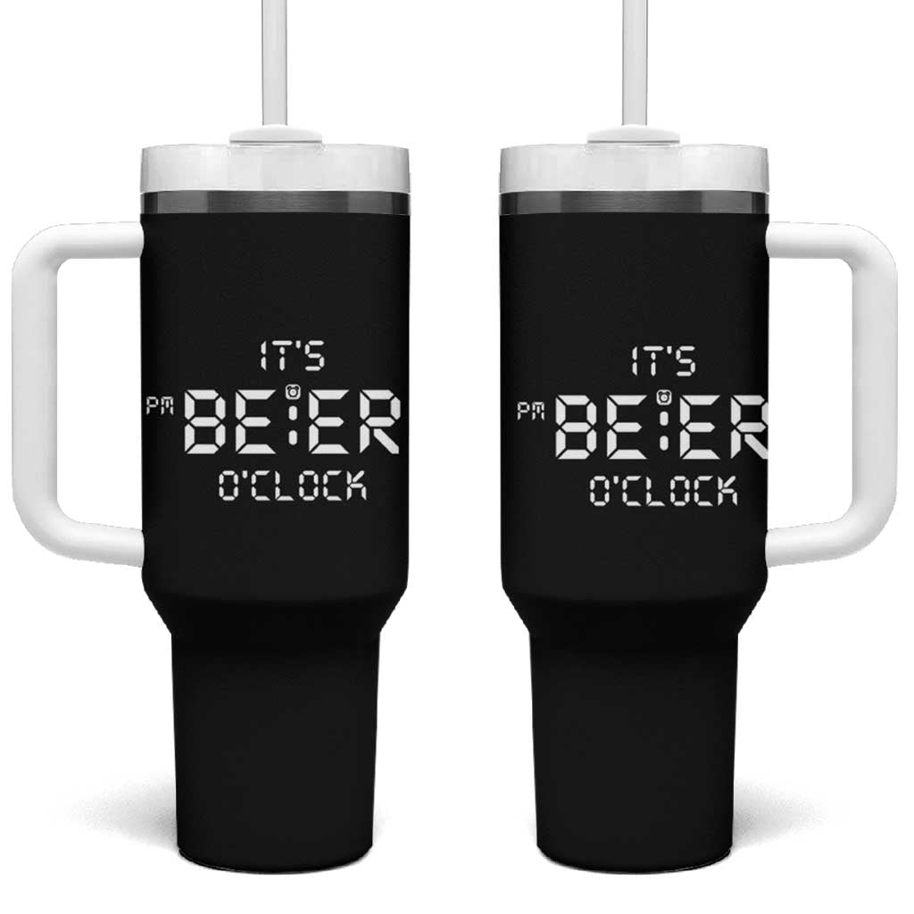 Funny Beer Tumbler With Handle It's Beer O'Clock