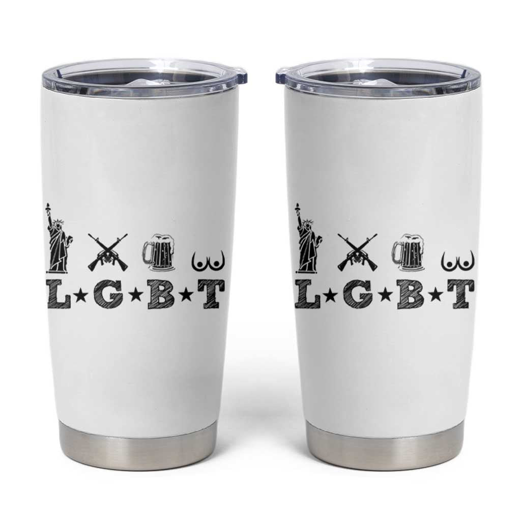 Funny LGBT Tumbler Cup Liberty Gun Beer Tits