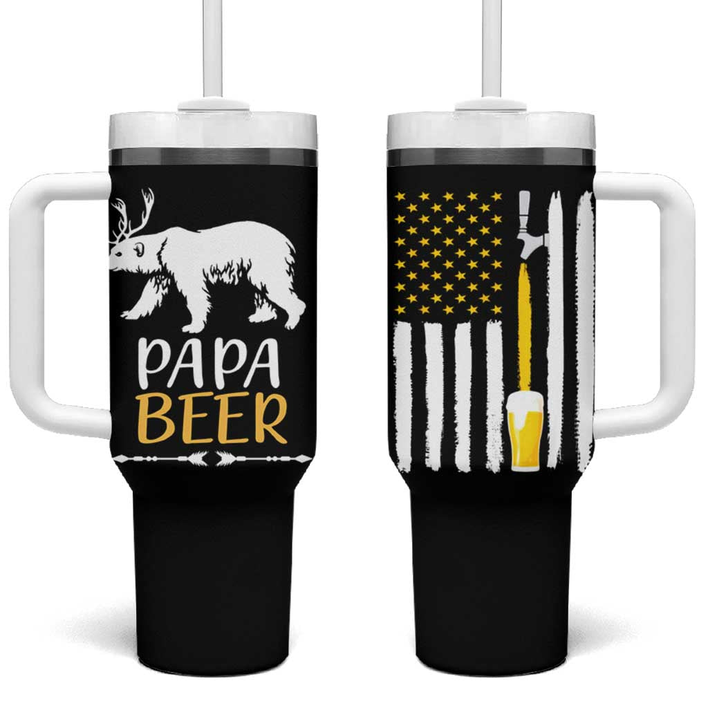 Gifts For Dad Father's Day Tumbler With Handle Vintage Bear Deer Funny Beer Lovers American Flag