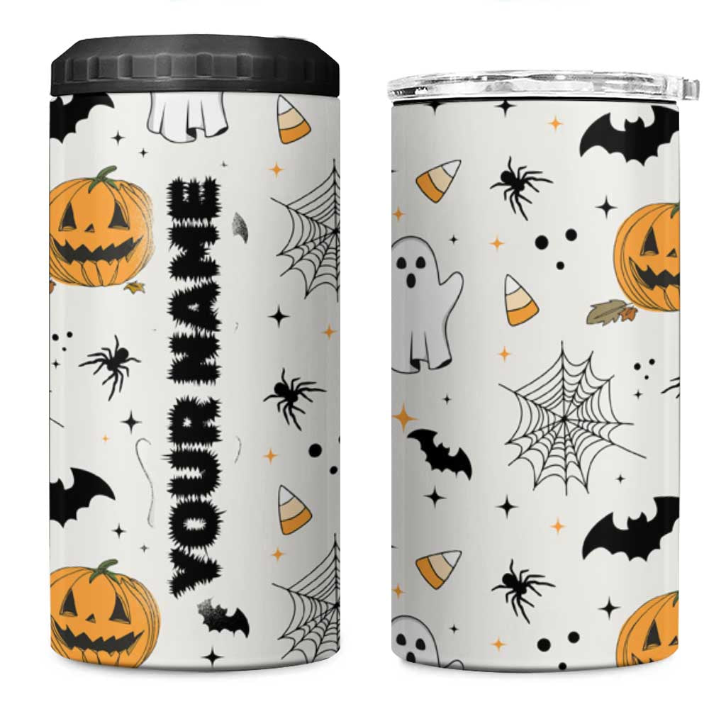 Personalized Cute Boo-Jee 4 in 1 Can Cooler Tumbler Custom Name Halloween Ghost Boujee Pumpkin Fall Cup Spooky Season Gift - Wonder Print Shop