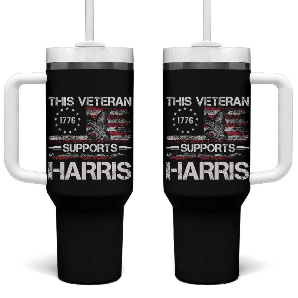 This Veteran Supports Harris 2024 Tumbler With Handle American Flag 4th Of July Madam President