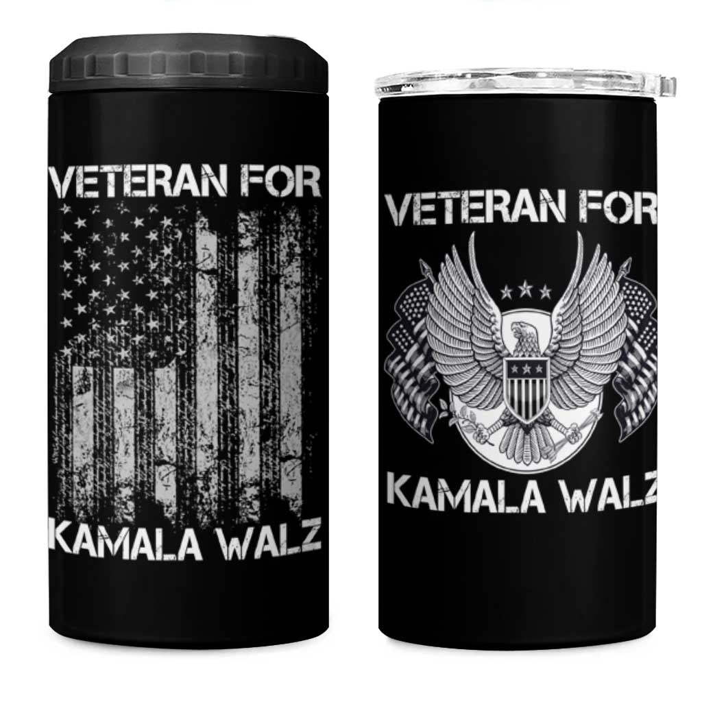 Veterans For Harris Walz 2024 Election 4 in 1 Can Cooler Tumbler American Flag Eagle Uncle Grandpa Dad Gifts - Wonder Print Shop