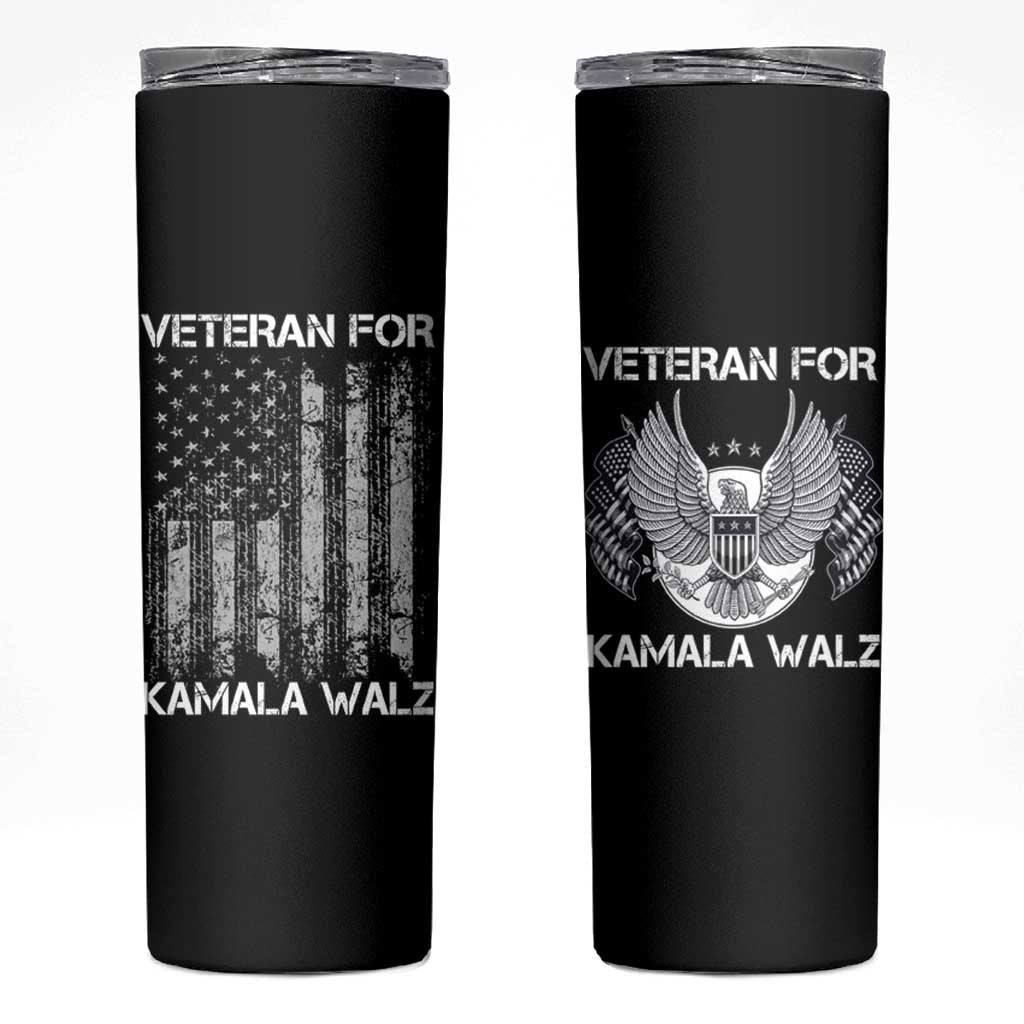 Veterans For Harris Walz 2024 Election Skinny Tumbler American Flag Eagle Uncle Grandpa Dad Gifts