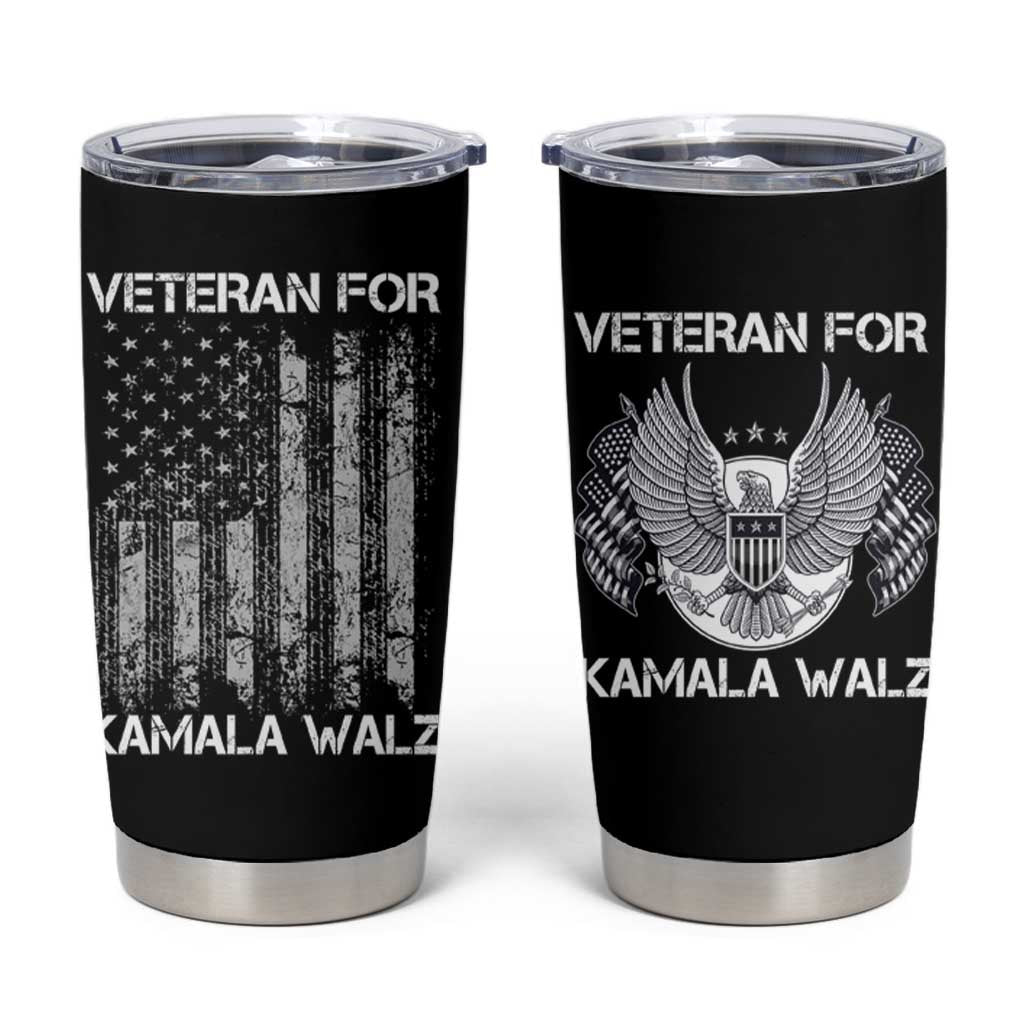 Veterans For Harris Walz 2024 Election Tumbler Cup American Flag Eagle Uncle Grandpa Dad Gifts