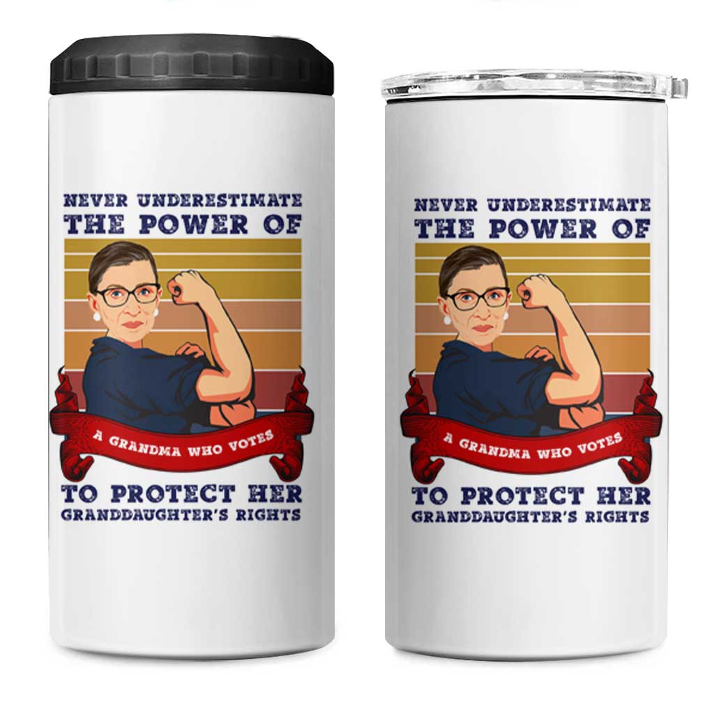 Ruth Bader Ginsburg RBG 4 in 1 Can Cooler Tumbler Never Underestimate The Power Of A Grandma Who Votes Feminist Gifts Women - Wonder Print Shop