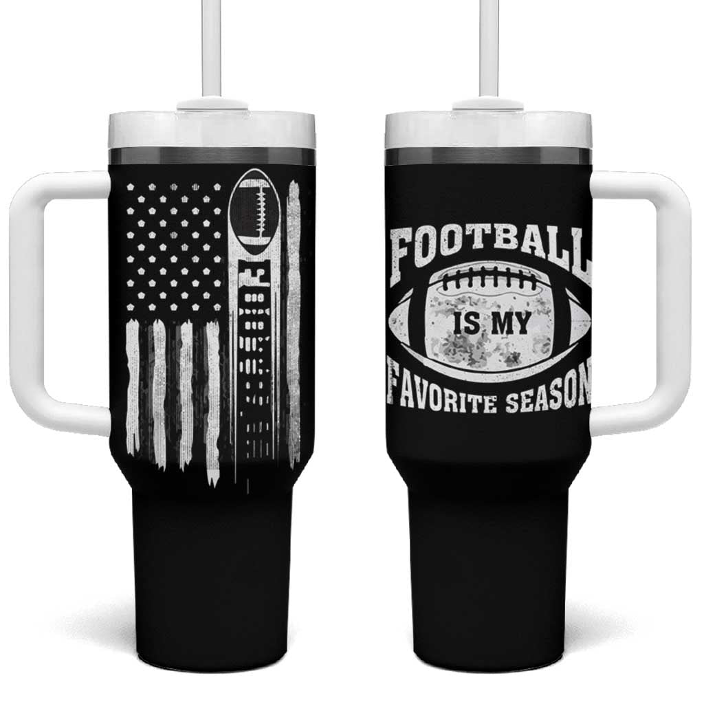 Football Tumbler With Handle Game Day Football Is My Favorite Season Sport Team US American Flag Patriotic