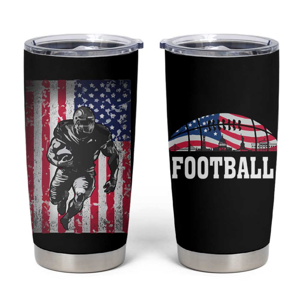 Football Players Tumbler Cup US American Flag Game Day Sport Team Vintage Patriotic