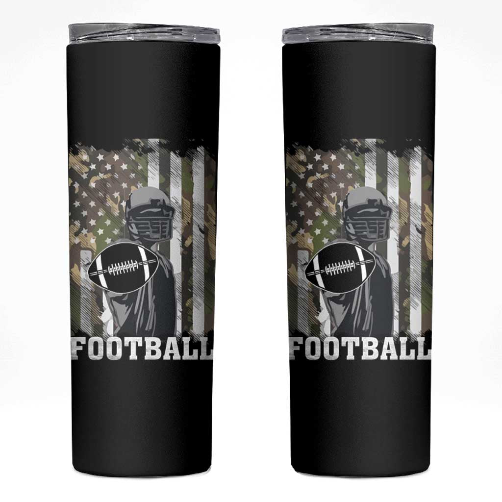 Football Players Skinny Tumbler Camo US American Flag Game Day Sport Team Vintage Patriotic