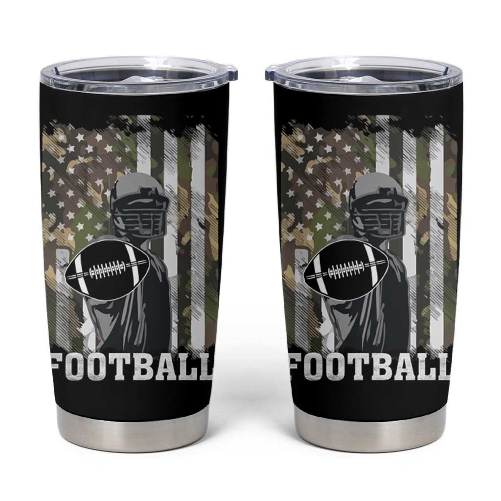 Football Players Tumbler Cup Camo US American Flag Game Day Sport Team Vintage Patriotic