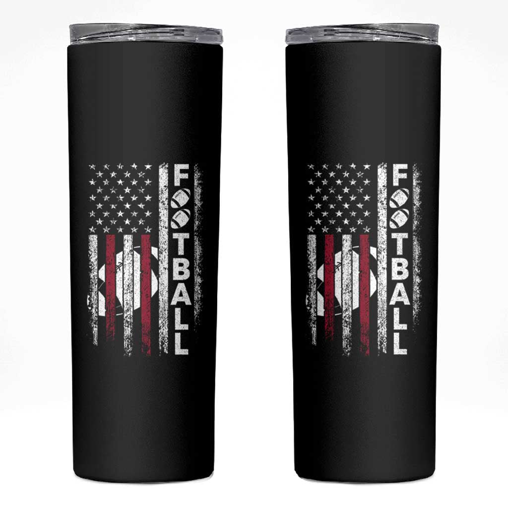 Football American Flag Skinny Tumbler Game Day Sport Team Vintage Patriotic