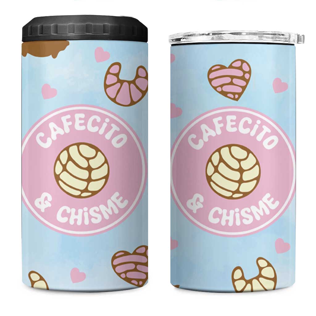 Cafecito & Chisme 4 in 1 Can Cooler Tumbler Concha Pun Gift Mexican Themed Gifts in Spanish - Wonder Print Shop