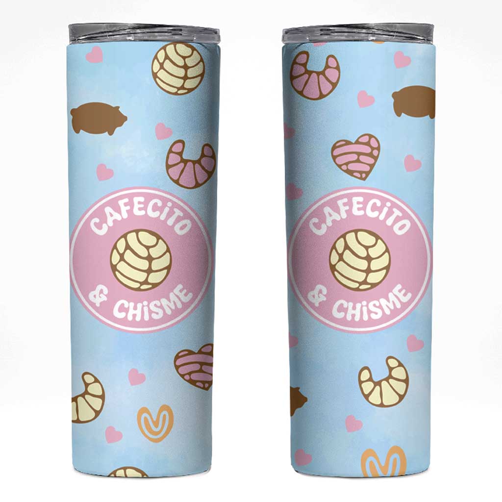 Cafecito & Chisme Skinny Tumbler Concha Pun Gift Mexican Themed Gifts in Spanish