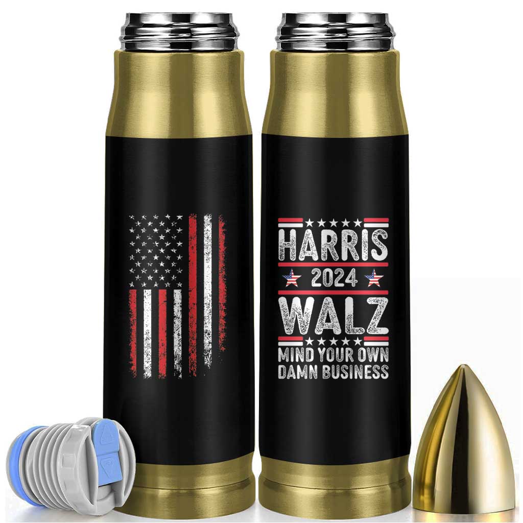 Harris Walz 2024 Election Bullet Tumbler Mind Your Own Damn Business Vote Blue American Flag