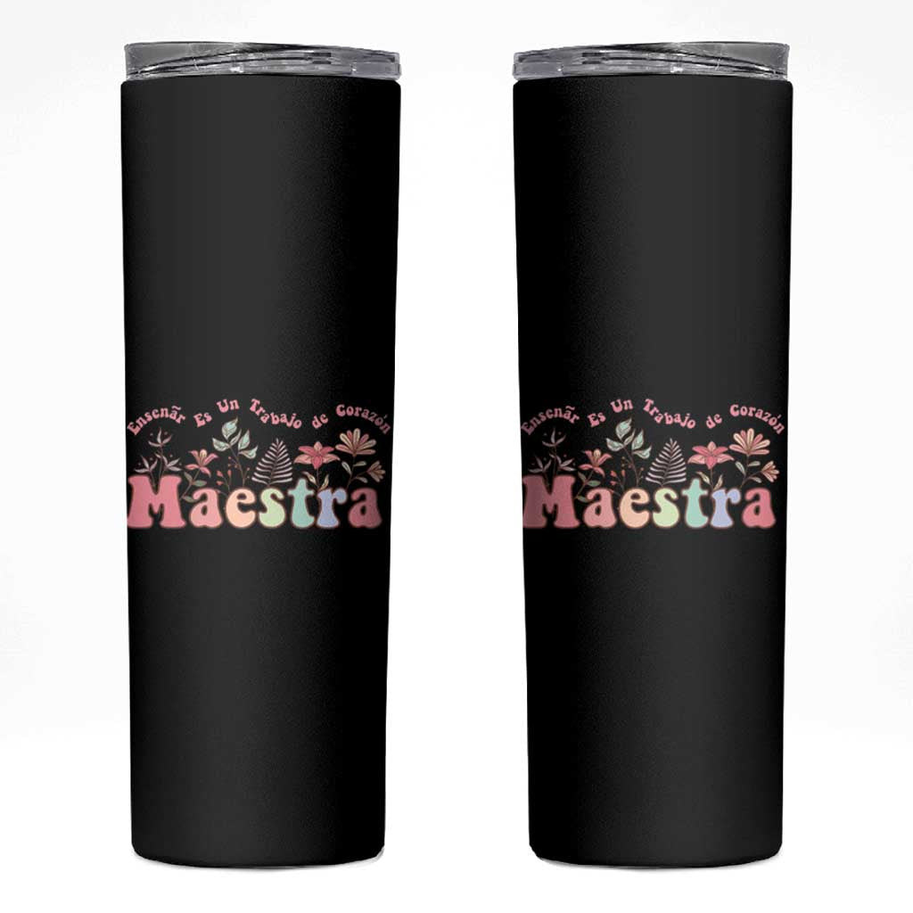 Maestra Skinny Tumbler Vintage Floral Spanish Teacher Appreciation Gift Back To School