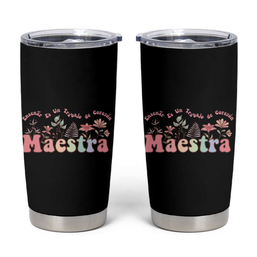 Maestra Tumbler Cup Vintage Floral Spanish Teacher Appreciation Gift Back To School