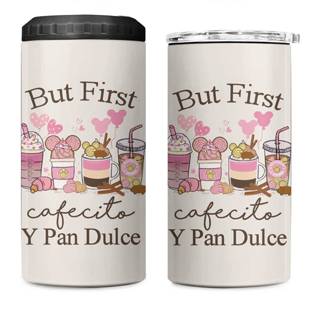 Cafecito & Chisme 4 in 1 Can Cooler Tumbler Concha Pun Gift Mexican Themed Gifts in Spanish - Wonder Print Shop