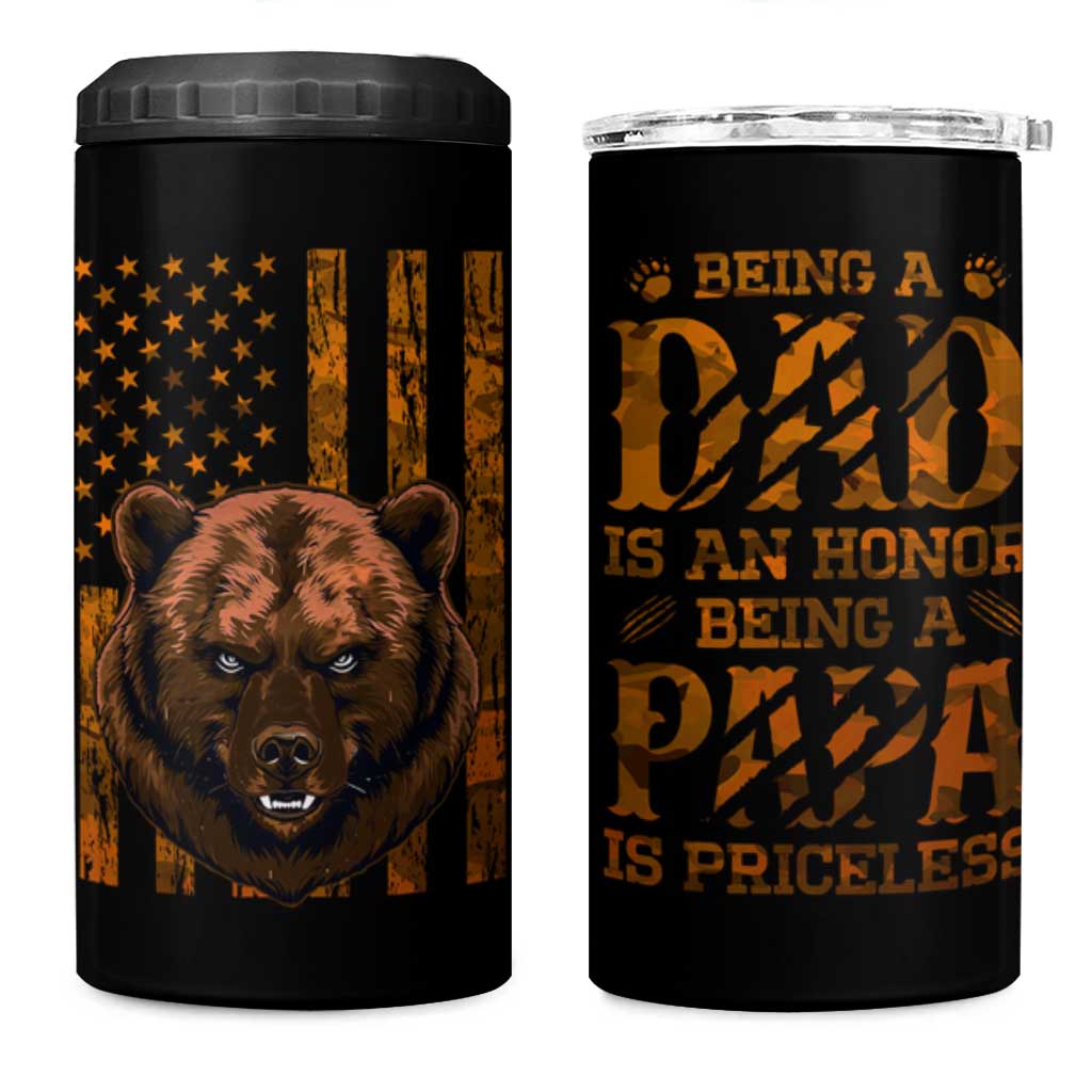 Gifts For Dad 4 in 1 Can Cooler Tumbler Papabear Christmas Birthday Father's Day Gift American Flag - Wonder Print Shop