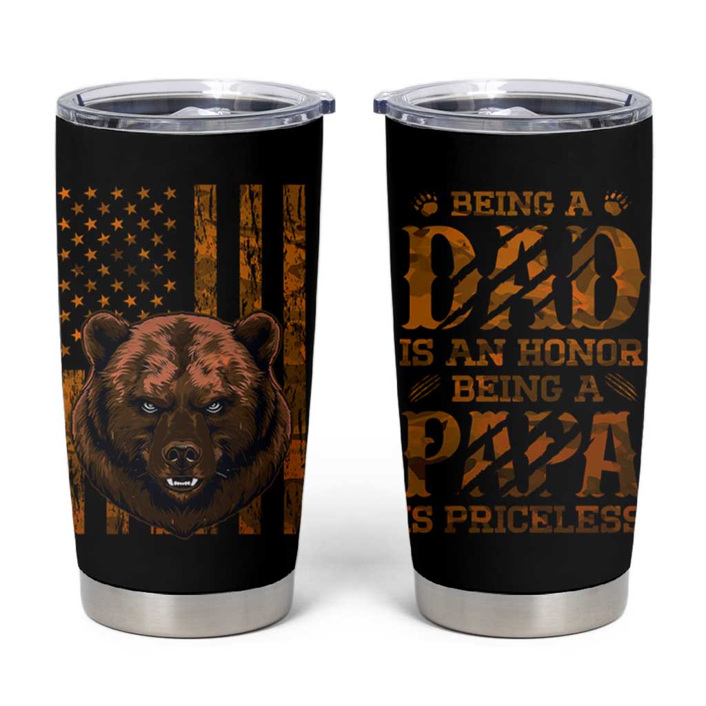 Gifts For Dad Tumbler Cup Papabear Christmas Birthday Father's Day Gift American Flag