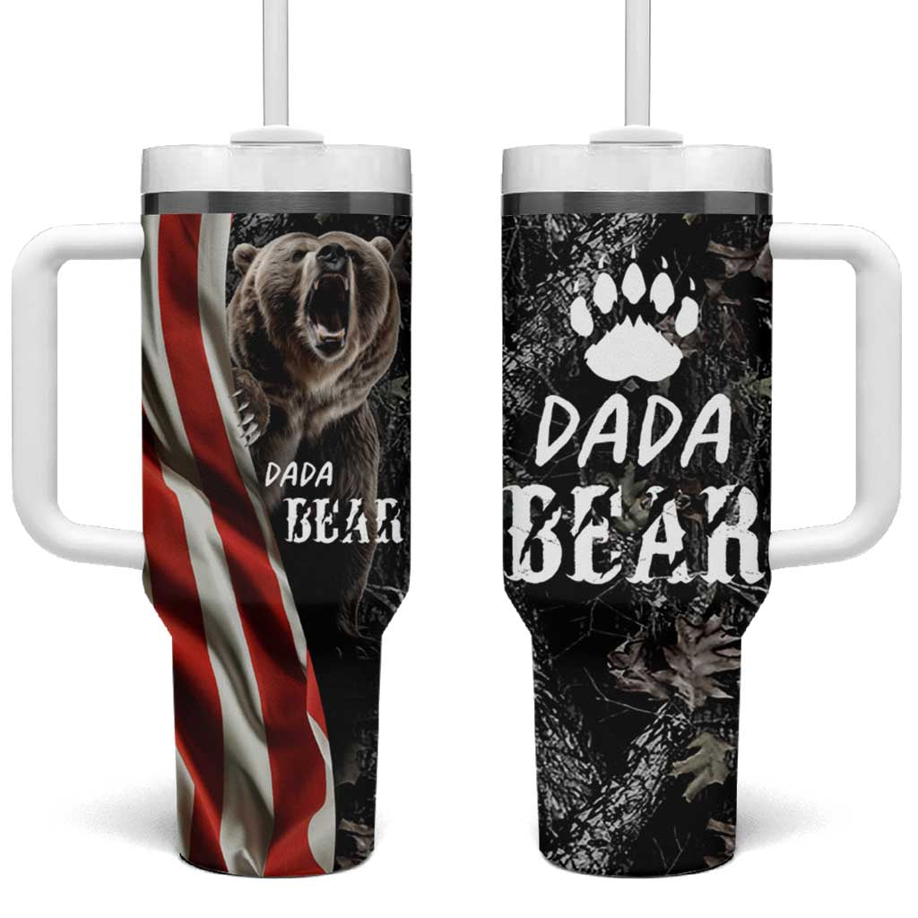 Gifts For Dad Tumbler With Handle Dada Bear American Flag