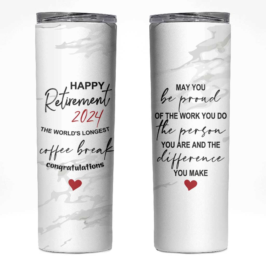 Happy Retirement 2024 Skinny Tumbler Officially Retired Gag Gifts for Coworker Lady Boss Friend Dad Mom Teacher Grandma Christmas