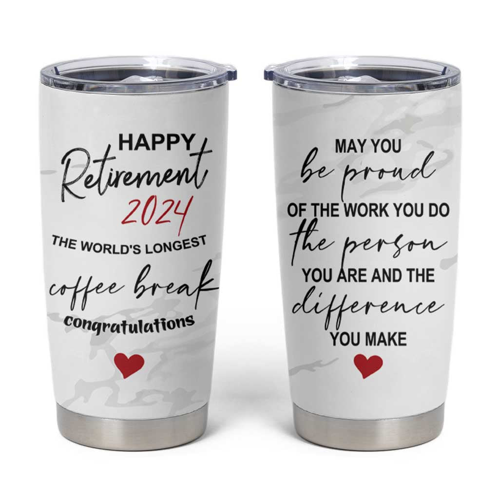 Happy Retirement 2024 Tumbler Cup Officially Retired Gag Gifts for Coworker Lady Boss Friend Dad Mom Teacher Grandma Christmas