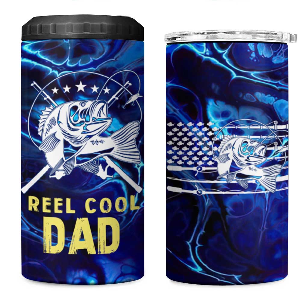 Funny Fishing Gift 4 in 1 Can Cooler Tumbler Reel Cool Dad Gifts American Flag - Wonder Print Shop