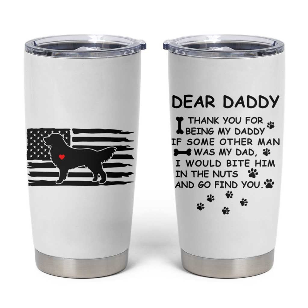 Dog Dad Tumbler Cup Birthday Christmas Golden Retriever Owner Gifts American Flag