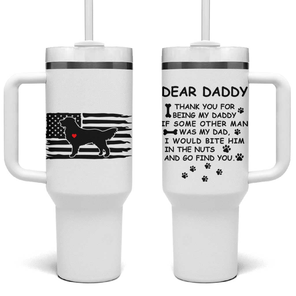 Dog Dad Tumbler With Handle Birthday Christmas Golden Retriever Owner Gifts American Flag