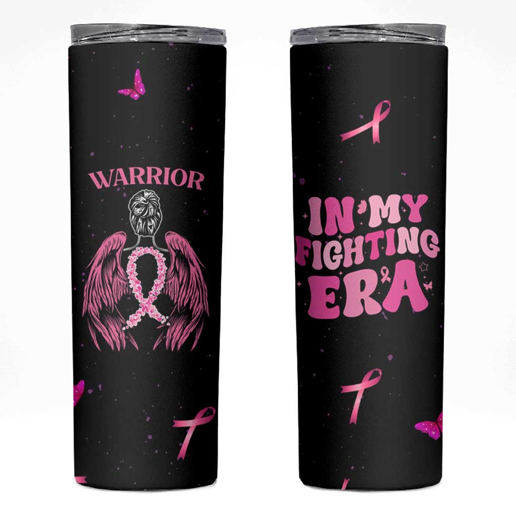 Breast Cancer Warrior Support Squad Skinny Tumbler In My Fighting Era Cancer Care Gifts for Woman Pink Ribbon