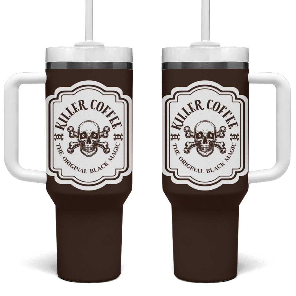 Skull Coffee Lovers Gift Tumbler With Handle Halloween Skeleton Killer - Wonder Print Shop