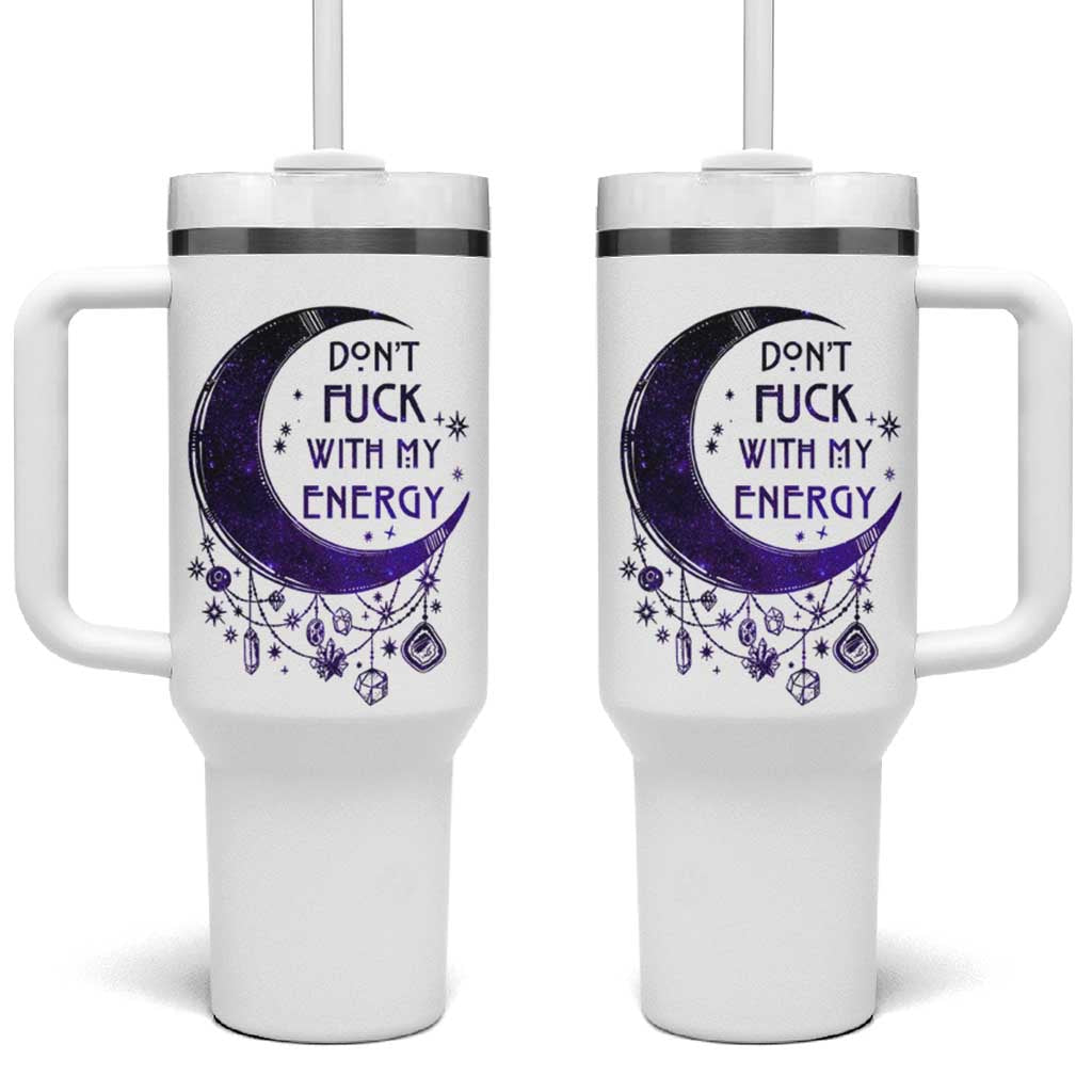 Witchy Celestial Tumbler With Handle Don't Fu*k with my Energy Witchcraft Moon - Wonder Print Shop