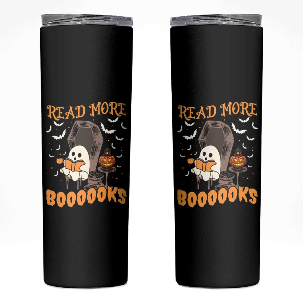 Halloween Book Lovers Skinny Tumbler Groovy Read More Books Ghost Book Spooky Season Reading Gifts for Women, Readers, Bookworm - Wonder Print Shop