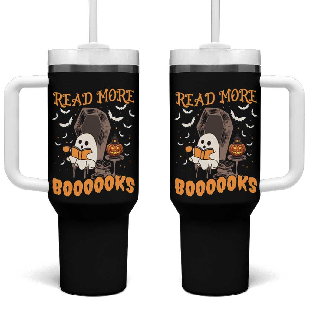 Halloween Book Lovers Tumbler With Handle Groovy Read More Books Ghost Book Spooky Season Reading Gifts for Women, Readers, Bookworm - Wonder Print Shop