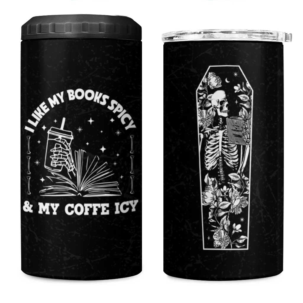 Book And Coffee Lovers 4 in 1 Can Cooler Tumbler Book Club Bookish Gifts for Reader Teacher Halloween Cup - Wonder Print Shop