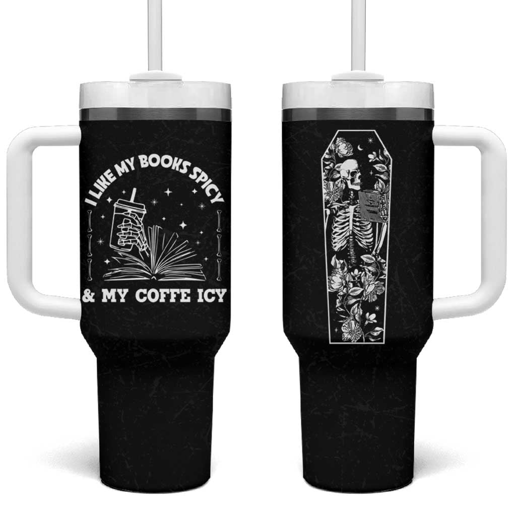 Book And Coffee Lovers Tumbler With Handle Book Club Bookish Gifts for Reader Teacher Halloween Cup - Wonder Print Shop