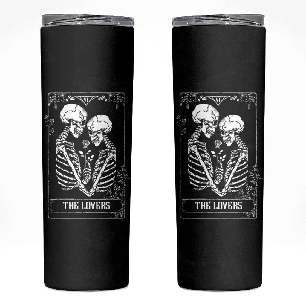 The Lovers Tarot Card Skinny Tumbler Gothic, Dark, Romance, Skeletons Love Gifts for Women - Wonder Print Shop