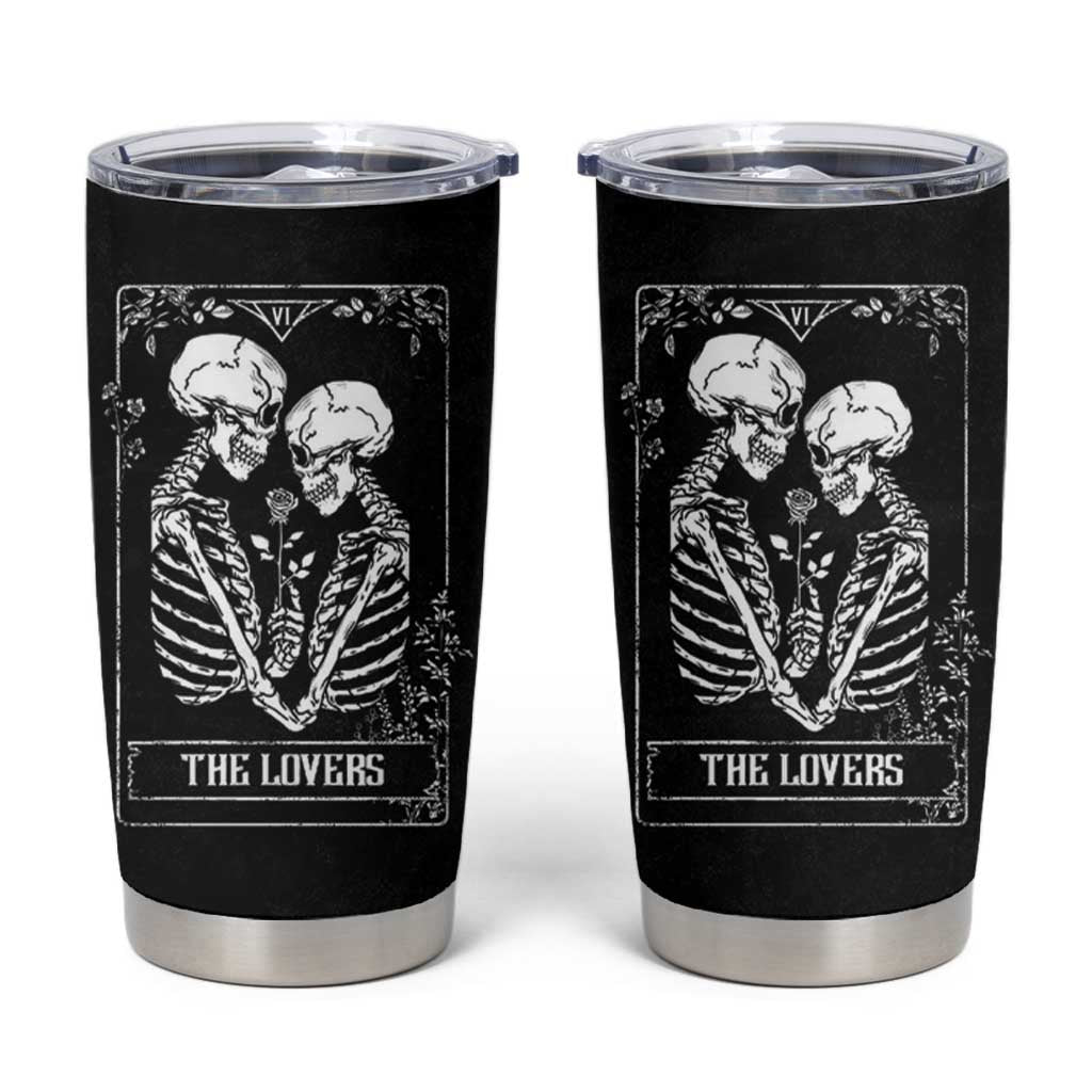 The Lovers Tarot Card Tumbler Cup Gothic, Dark, Romance, Skeletons Love Gifts for Women - Wonder Print Shop