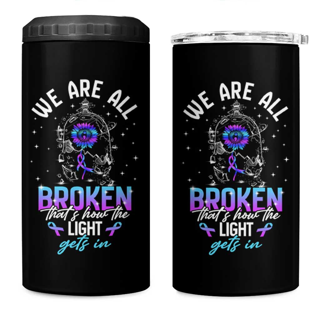 Suicide Prevention Awareness 4 in 1 Can Cooler Tumbler Teal Purple Ribbon Semicolon Stay Tomorrow Needs You Warrior Therapist Psychologist - Wonder Print Shop